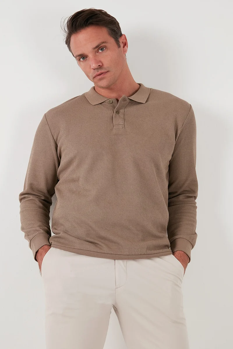 بوراتي Cotton Regular Fit Buttoned Polo Neck Sweat Men's Sweat 5905739