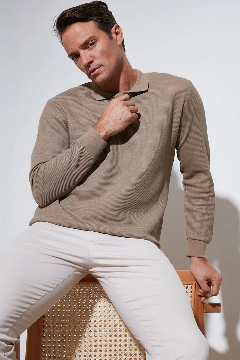 بوراتي Cotton Regular Fit Buttoned Polo Neck Sweat Men's Sweat 5905739