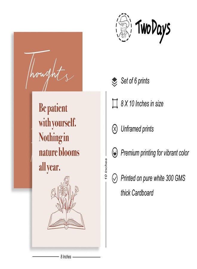 TwoDays Boho Office Decor, Positive Affirmation Posters for Classroom, Therapy Quotes for Women, Bohemian Inspirational Wall Art for Bedroom, Chic Psychology Prints (8" x 10", Set of 6, UNFRAMED) - Image 2