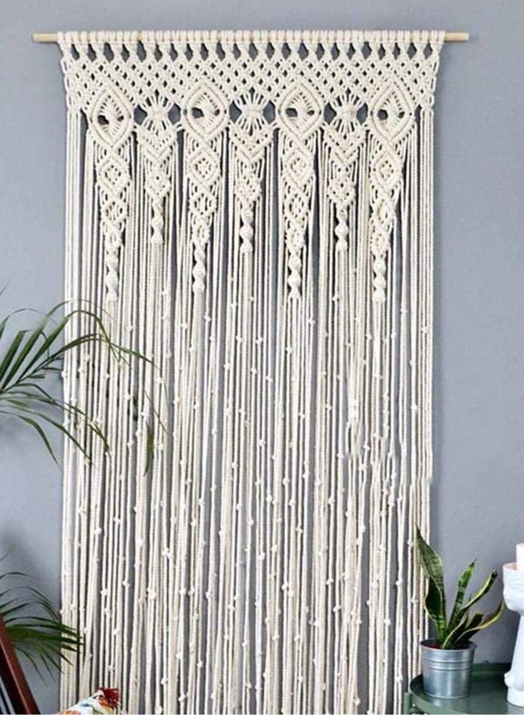 General Lace Wall Hanging Woven Tapestry Door and Window Curtain Bohemian Handmade Cotton Rope Wall Decoration Home Decoration Craft Gift (100*200cm)  - Image 1