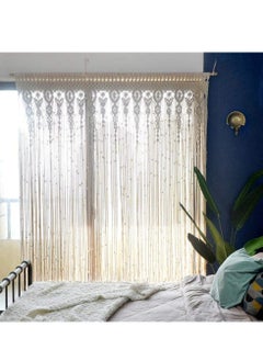 General Lace Wall Hanging Woven Tapestry Door and Window Curtain Bohemian Handmade Cotton Rope Wall Decoration Home Decoration Craft Gift (100*200cm)  - Image 3
