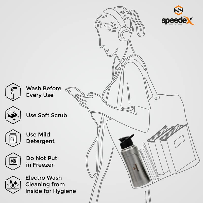 Speedex Water Bottle 500 ML, Silver Color, Stainless Steel Sipper Bottles for Girls and Boys, Adults & Kids, Gym, Sports, Fridge Use, Perfect for School & Office - Single Bottle Set - Image 5