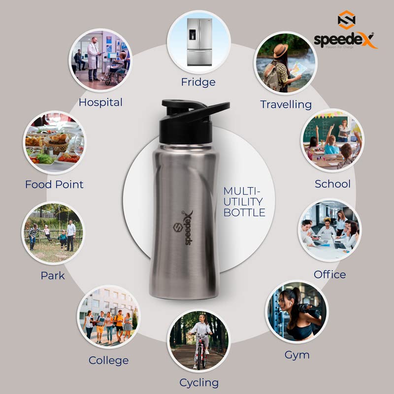 Speedex Water Bottle 500 ML, Silver Color, Stainless Steel Sipper Bottles for Girls and Boys, Adults & Kids, Gym, Sports, Fridge Use, Perfect for School & Office - Single Bottle Set - Image 4