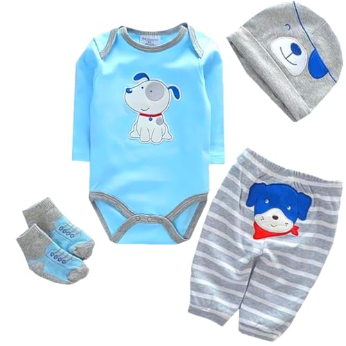 ZIYIUI Reborn Baby Doll Clothes 4pcs Set Outfit Accessories for 1722 Inch Newborn Baby Dolls Boy Puppy Pattern - Image 1