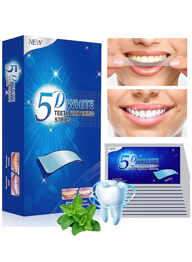 SMILEKIT 5D White Teeth Whitening Strips, For Reduce Teeth Sensitive, Teeth Whitener Clean Teeth Safely, Effectively Remove Coffee, Tobacco Stains, Professional And Safe White Strips (7 Sets) - Image 1