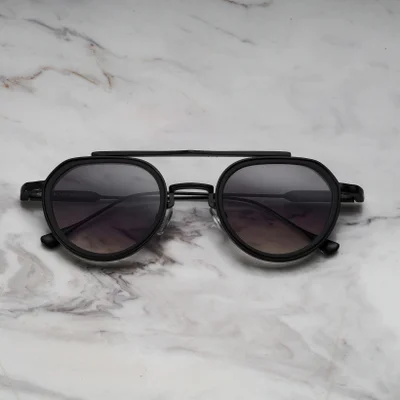 Explicit Poets Explicit Poets Unisex Tex Matt Black & Matt Black-Gradient Gray Stylish Sunglasses, A20EP1
