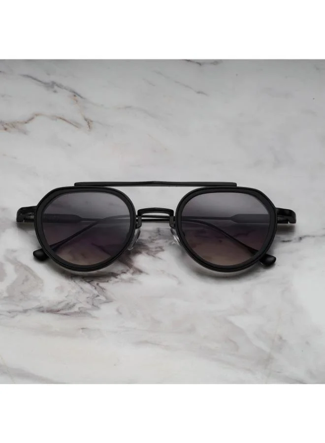 Explicit Poets Explicit Poets Unisex Tex Matt Black & Matt Black-Gradient Gray Stylish Sunglasses, A20EP1