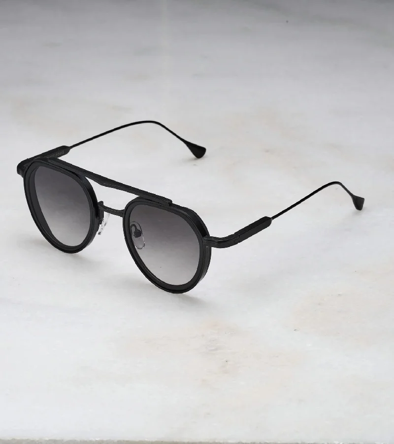 Explicit Poets Explicit Poets Unisex Tex Matt Black & Matt Black-Gradient Gray Stylish Sunglasses, A20EP1