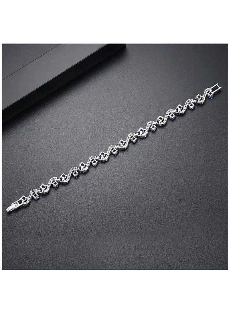 NOON'S UP - Elegant Silver Plated Cubic Zircon Bracelet For Women Size 17cm - Image 1