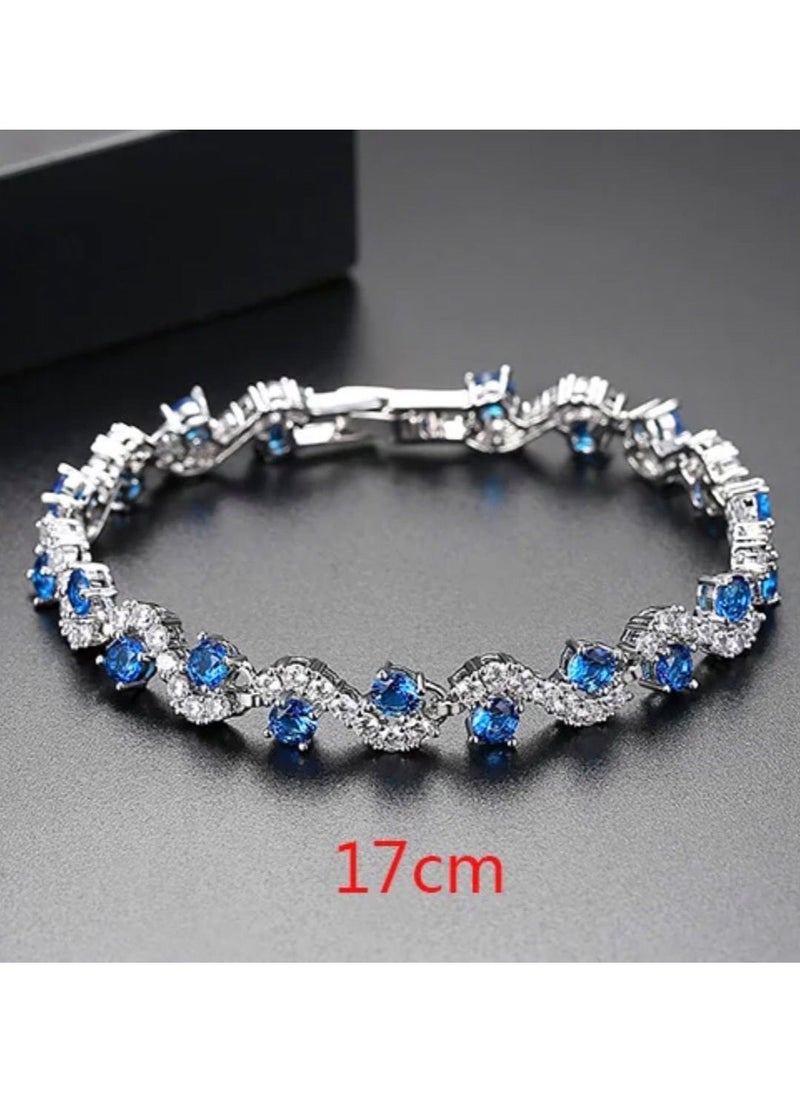 NOON'S UP - Elegant Silver Plated Cubic Zircon Bracelet For Women Size 17cm - Image 1