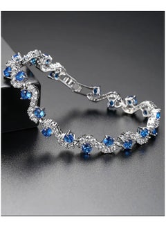 Elegant Silver Plated Cubic Zircon Bracelet For Women Size 17cm