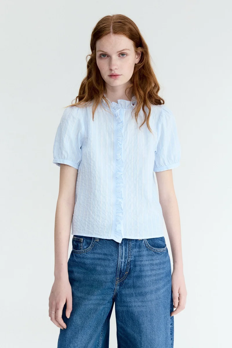 H&M Frill-trimmed cotton blouse