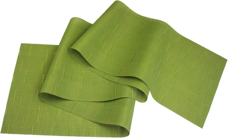 pigchcy Elegant Placemats and Table Runner, Washable Durable Plastic, 6pcs Placemats + 1pcs Runner, Sage Green - Image 3