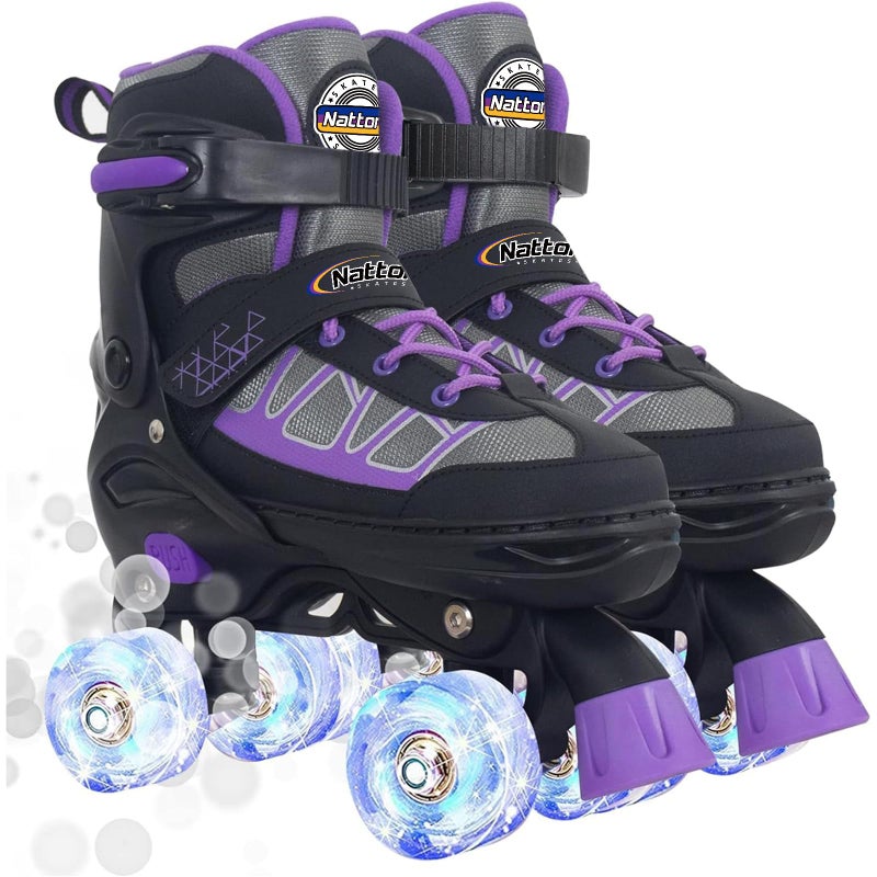 Kids Roller Skates for Girls Purple Adjustable Rollerskates with Light Up Wheels for Teens Youth Ages 612 10 11 12 Beginners Outdoor Sports Toys Best Birthday Gift for Girls Kids