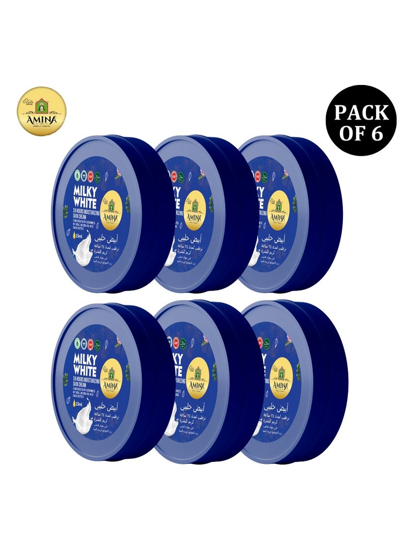 Amina Milky White Moisturizing Cream with a lightweight, nourishing formula, Beauty cream, Skin Whiting for soft smooth skin, 17 ml (Pack of 6) - Image 1