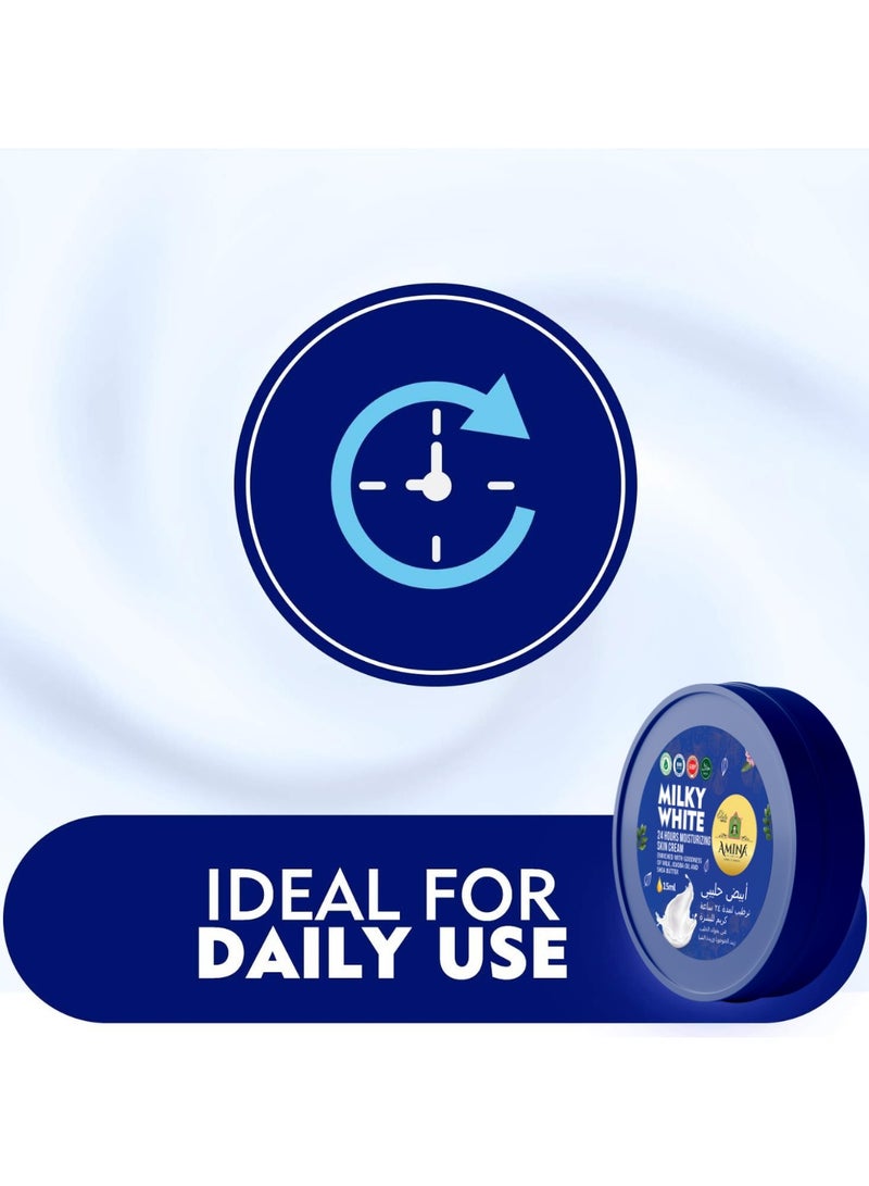 Amina Milky White Moisturizing Cream with a lightweight, nourishing formula, Beauty cream, Skin Whiting for soft smooth skin, 17 ml (Pack of 6) - Image 2