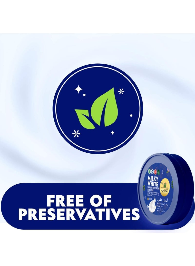 Amina Milky White Moisturizing Cream with a lightweight, nourishing formula, Beauty cream, Skin Whiting for soft smooth skin, 17 ml (Pack of 6) - Image 4