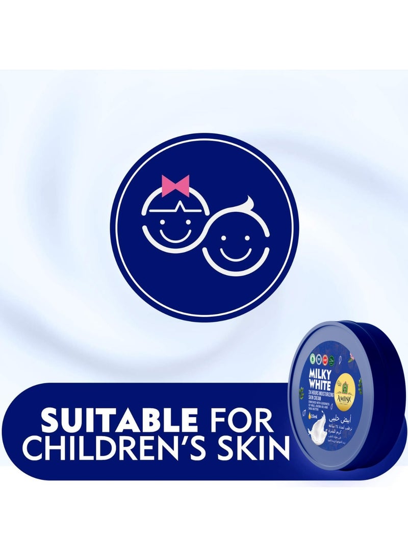 Amina Milky White Moisturizing Cream with a lightweight, nourishing formula, Beauty cream, Skin Whiting for soft smooth skin, 17 ml (Pack of 6) - Image 3