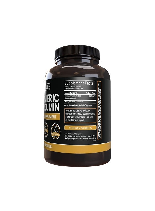 Pure Organic Ingredients Pure Original Ingredients Turmeric Curcumin (365 Capsules) No Magnesium Or Rice Fillers, Always Pure, Lab Verified - Image 3