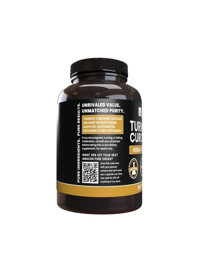 Pure Organic Ingredients Pure Original Ingredients Turmeric Curcumin (365 Capsules) No Magnesium Or Rice Fillers, Always Pure, Lab Verified - Image 2