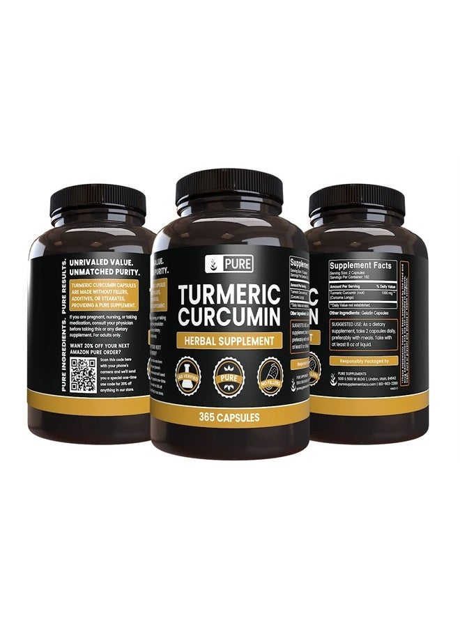 Pure Organic Ingredients Pure Original Ingredients Turmeric Curcumin (365 Capsules) No Magnesium Or Rice Fillers, Always Pure, Lab Verified - Image 4
