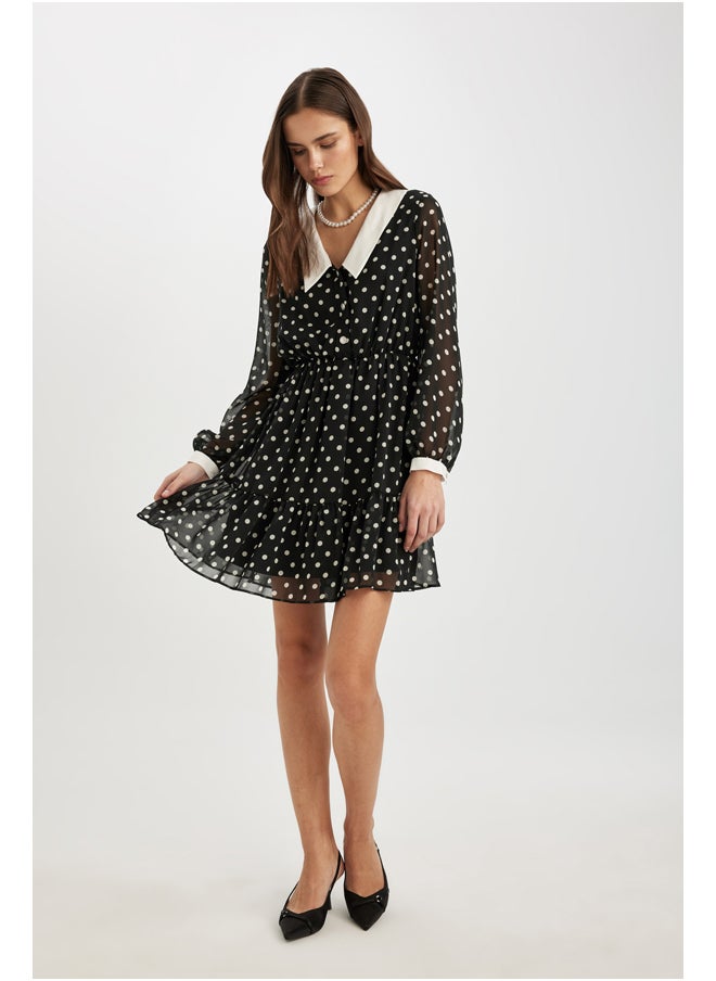 DeFacto - Woman Smart Casual Elastic Waist Long Sleeve Woven Dress - Image 1