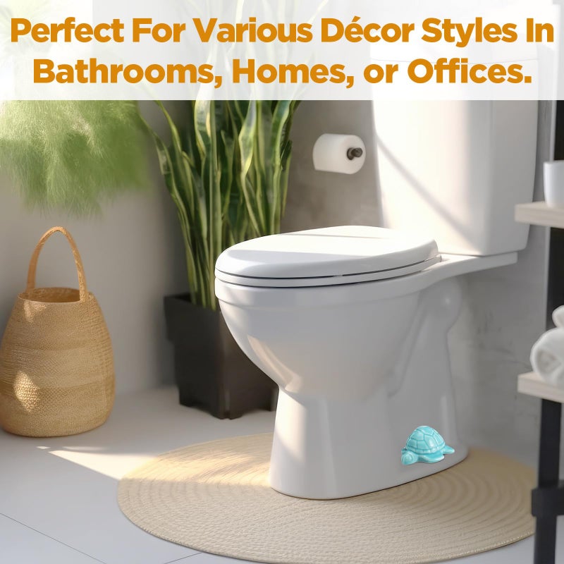 FillTouch 2 Pcs Toilet Bolt Cover, Decorative Toilet Bolt Caps Cute Animals Ceramic Accessories for Home Bathroom Decor(Turquoise Blue Color,Turtle) - Image 5
