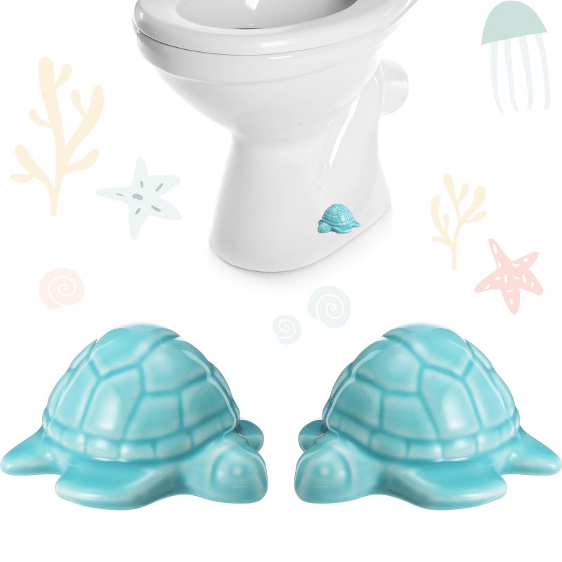 FillTouch 2 Pcs Toilet Bolt Cover, Decorative Toilet Bolt Caps Cute Animals Ceramic Accessories for Home Bathroom Decor(Turquoise Blue Color,Turtle) - Image 1
