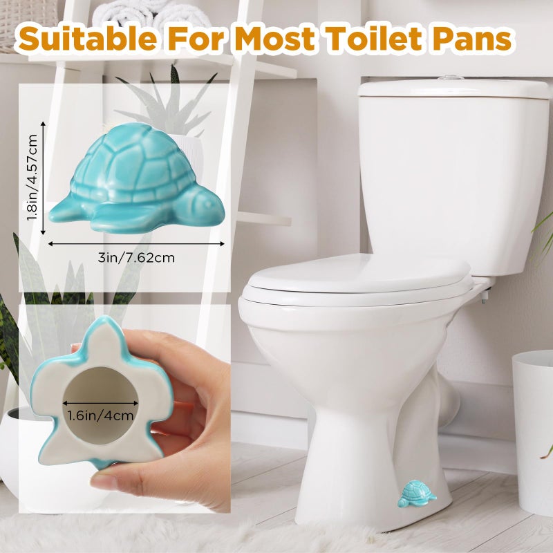 FillTouch 2 Pcs Toilet Bolt Cover, Decorative Toilet Bolt Caps Cute Animals Ceramic Accessories for Home Bathroom Decor(Turquoise Blue Color,Turtle) - Image 3