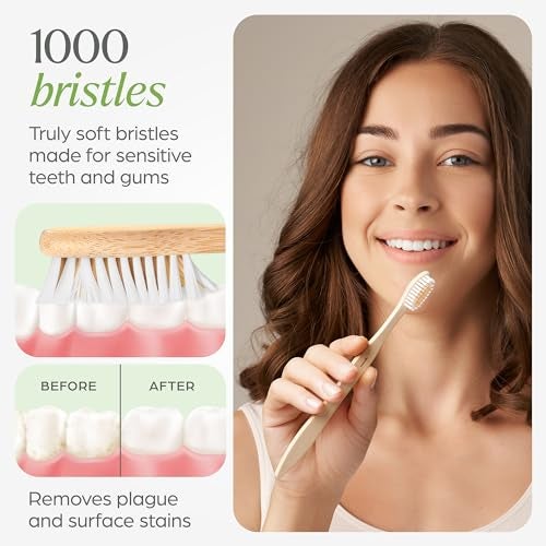 VIVAGO Bamboo Toothbrushes Bulk Soft Bristles (50 Pack) - Eco-Friendly, Natural Wooden Toothbrush - Image 3