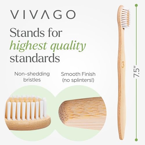 VIVAGO Bamboo Toothbrushes Bulk Soft Bristles (50 Pack) - Eco-Friendly, Natural Wooden Toothbrush - Image 4