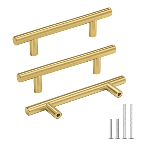Goldenwarm 20 Pack 314 Inch Cabinet Handles Brushed Brass Drawer Pulls Kitchen Bathroom Cabinet Handles Gold Decorative Dresser Hardware - Image 1
