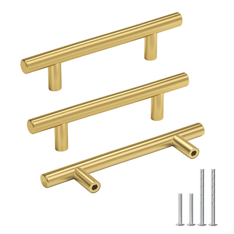 Goldenwarm 20 Pack 314 Inch Cabinet Handles Brushed Brass Drawer Pulls Kitchen Bathroom Cabinet Handles Gold Decorative Dresser Hardware - Image 2