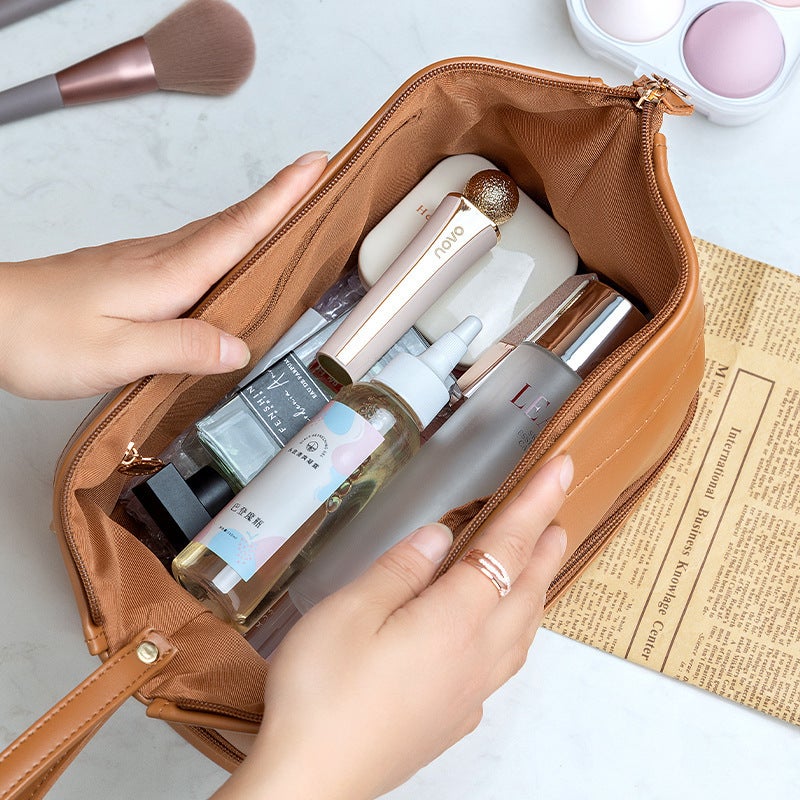 Berger Bag Pu Solid Color Women'S Cloud Cosmetic Bag Large Capacity Portable Ins Advanced Sense Internet Trendy 2023 Wash Bag - Image 4