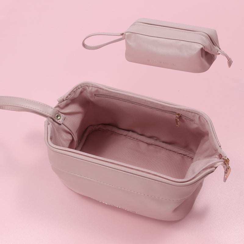 Berger Bag Pu Solid Color Women'S Cloud Cosmetic Bag Large Capacity Portable Ins Advanced Sense Internet Trendy 2023 Wash Bag - Image 1