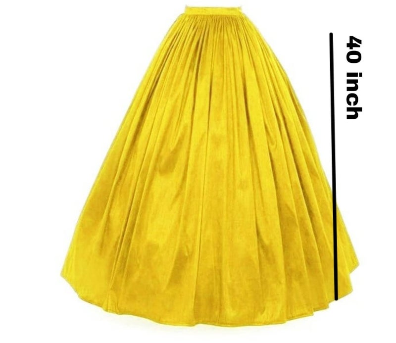 JANAK Full Length Long Flared Silk Skirt (Yellow) - Image 2