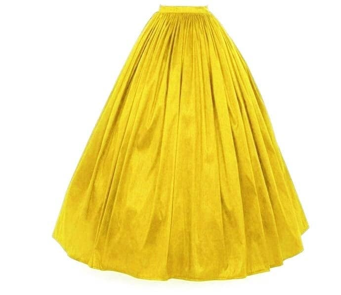 JANAK Full Length Long Flared Silk Skirt (Yellow) - Image 1