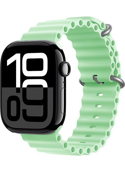 BLS Store Watch 10 42MM Compatible Zore Krd-75 Silicone Strap-Light Green 
