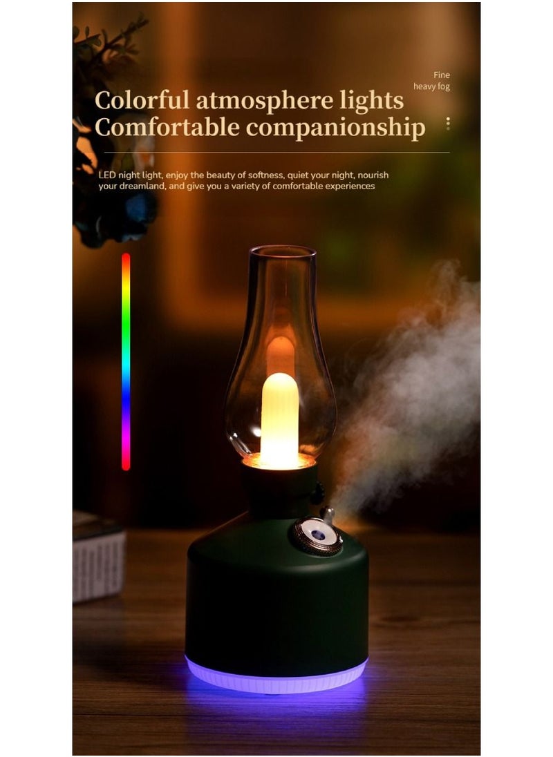 Retro Air Humidifier Vintage Lamp Night Light Nano Mist Sprayer Aromatherapy Diffuser USB Rechargeable Portable Air Humidifier 1200mAh Wireless Aromatherapy Diffuser Auto Shut Off Type C 280ML Black
