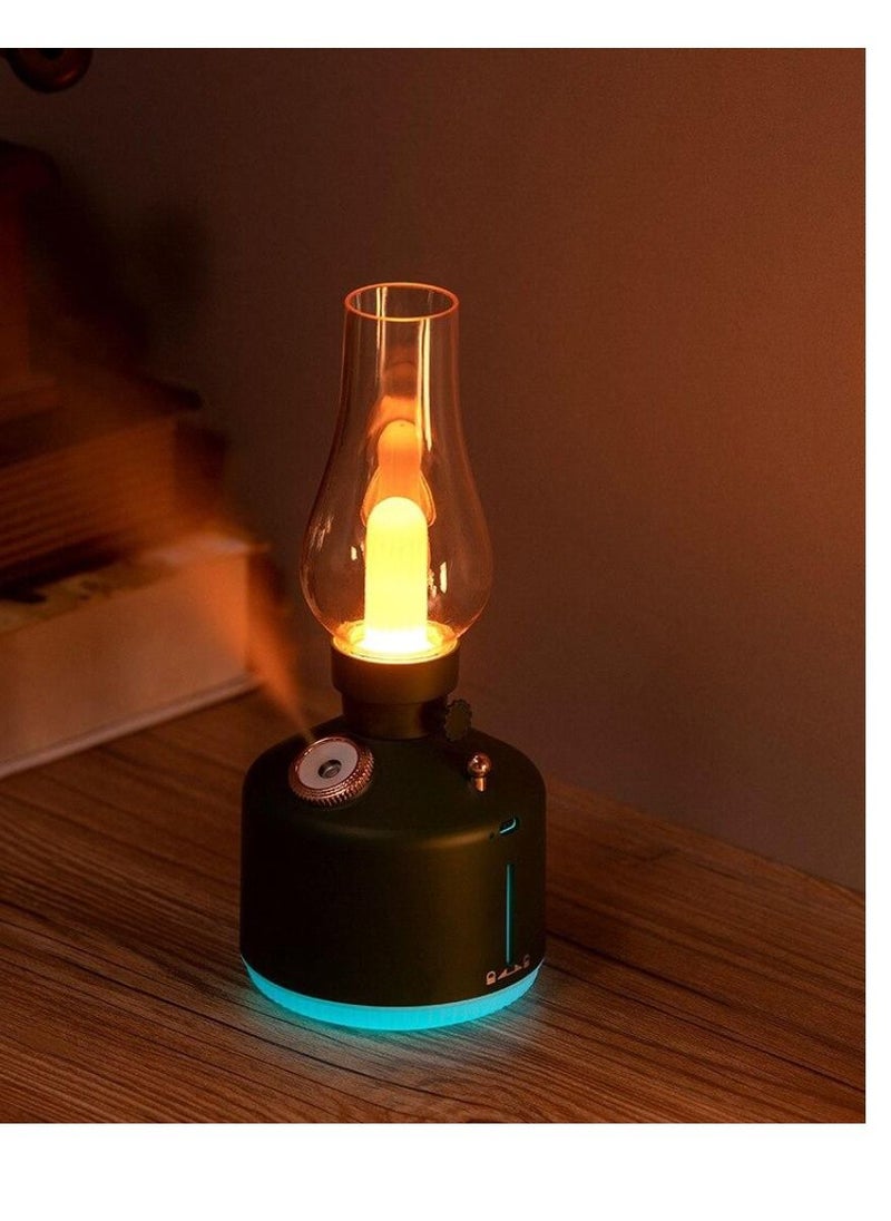 Retro Air Humidifier Vintage Lamp Night Light Nano Mist Sprayer Aromatherapy Diffuser USB Rechargeable Portable Air Humidifier 1200mAh Wireless Aromatherapy Diffuser Auto Shut Off Type C 280ML Black