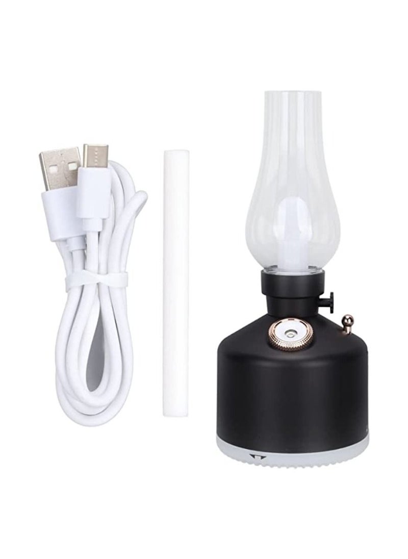 Retro Air Humidifier Vintage Lamp Night Light Nano Mist Sprayer Aromatherapy Diffuser USB Rechargeable Portable Air Humidifier 1200mAh Wireless Aromatherapy Diffuser Auto Shut Off Type C 280ML Black