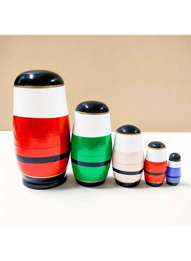 مجموعة دمى ماتريوشكا يدوية الصنع من الفئة الخامسة، ألعاب تركيب خشبية ملونة متداخلة - Image 5