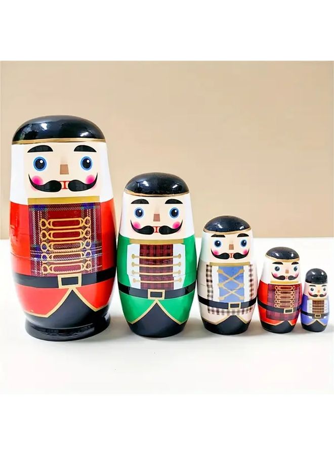 مجموعة دمى ماتريوشكا يدوية الصنع من الفئة الخامسة، ألعاب تركيب خشبية ملونة متداخلة - Image 4