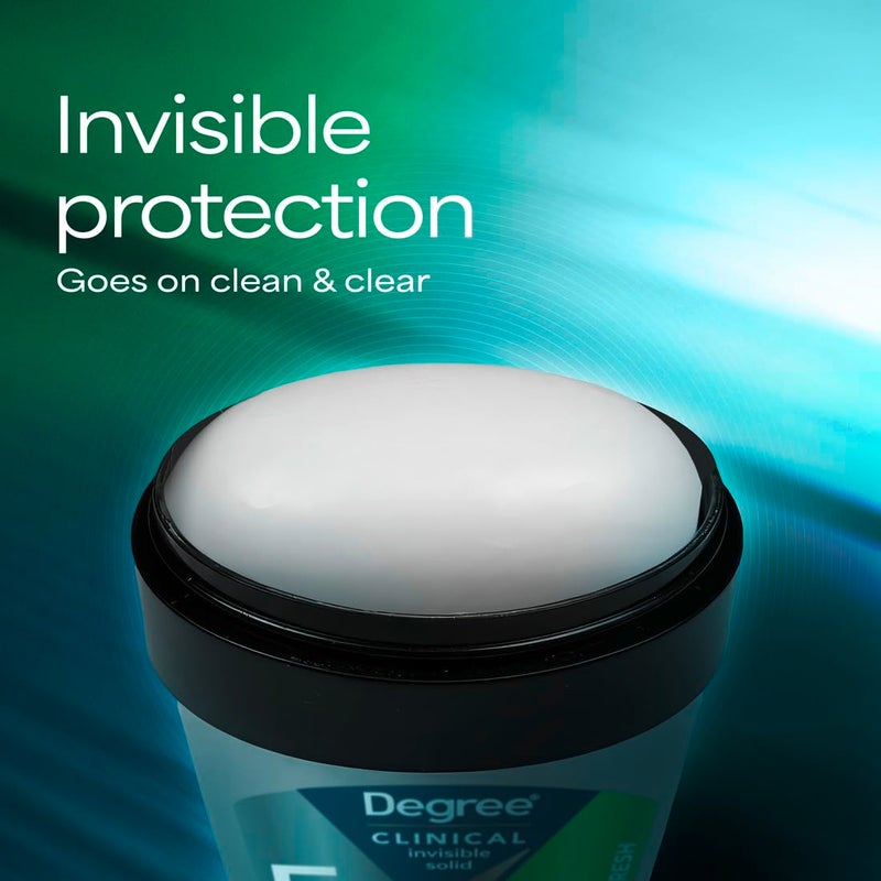 Degree Clinical Strength Antiperspirant Deodorant for Men 96-Hour Sweat and Odor Protection Intense Fresh Invisible Solid 5x Types of Sweat - Image 3