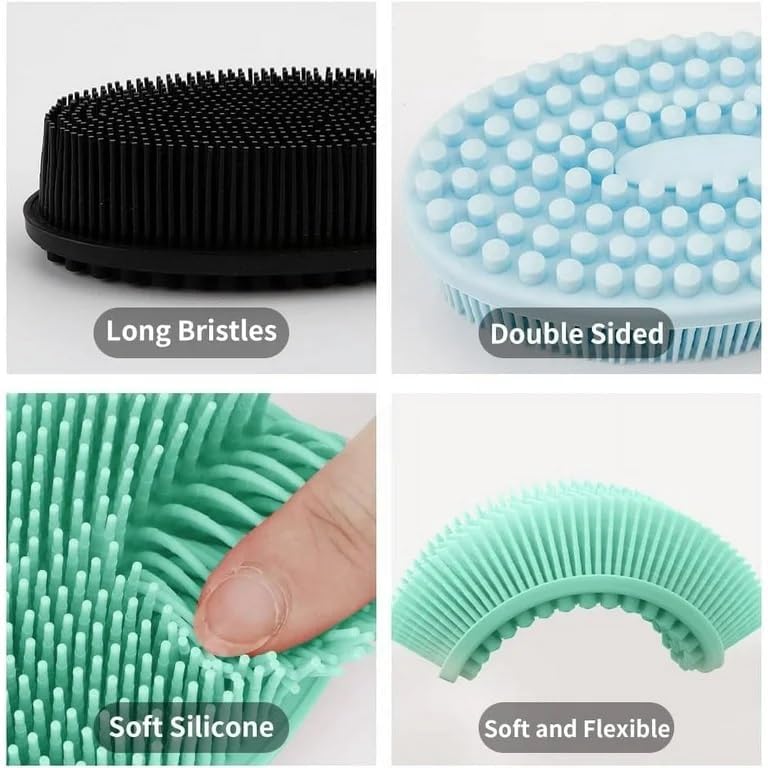 Glitzn Soft silicon 2 in 1 Scrubber Body Silicone Scrubber Brush Silicone Body brush - Image 3