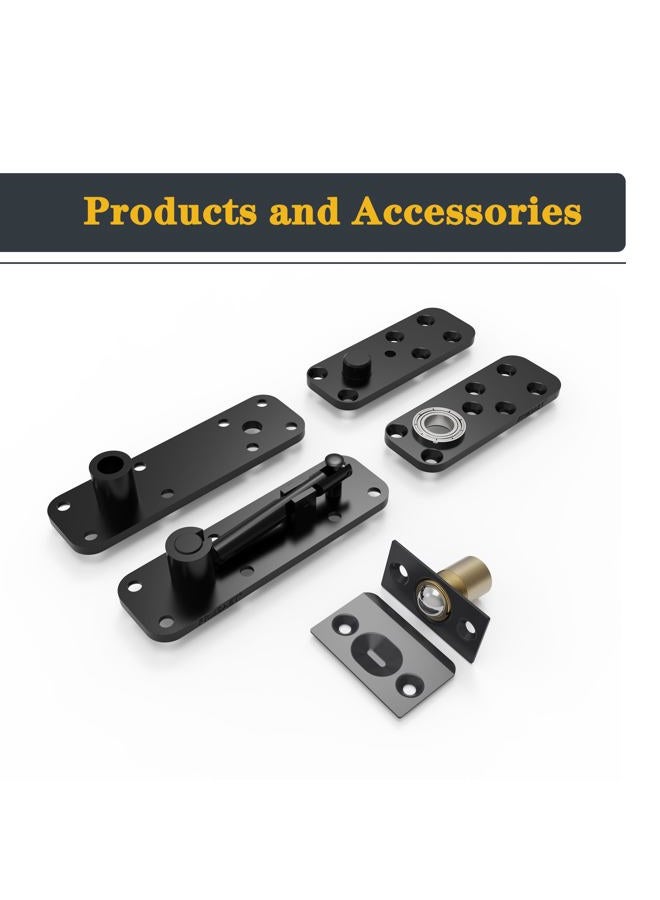 FRMSAET Heavy Duty Stainless Steel Hidden Door Pivot Hinge System Furniture Hardware 360 Degree Rotation Wooden Invisible Door Hinges Set Up Down Shaft - 1 Pack(Large,Black) - Image 5
