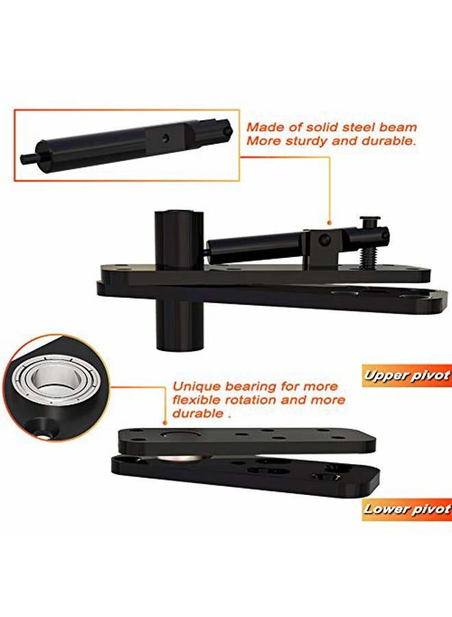 FRMSAET Heavy Duty Stainless Steel Hidden Door Pivot Hinge System Furniture Hardware 360 Degree Rotation Wooden Invisible Door Hinges Set Up Down Shaft - 1 Pack(Large,Black) - Image 2