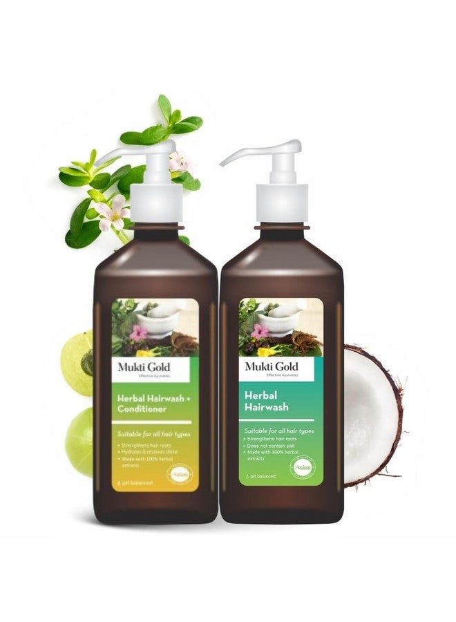 Axiom Mukti Gold Hair Combo Pack | Herbal Hairwash & Hairwash + Conditioner | 400mL Each| Helpful for Hairfall | For Both Men and Women | Infused with 15 Herbs | Sulphate and Paraben Free - Image 1