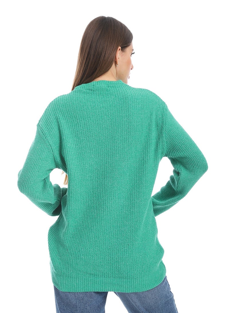 سيزار بلوفر صوف حريمي ساده برقبه دائرية وتصميمات متعددة - Image 5