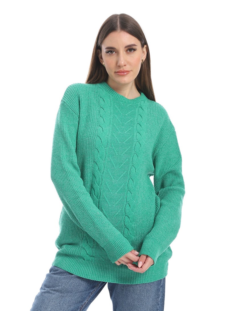 سيزار بلوفر صوف حريمي ساده برقبه دائرية وتصميمات متعددة - Image 1